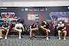 TEST BAHRAIN, (L to R): Nicholas Latifi (CDN) Williams Racing; Yuki Tsunoda (JPN) AlphaTauri; Max Verstappen (NLD) Red Bull Racing; George Russell (GBR) Mercedes AMG F1; e Guanyu Zhou (CHN) Alfa Romeo F1 Team, in the FIA Press Conference.
10.03.2022. Formula 1 Testing, Sakhir, Bahrain, Day One.
- www.xpbimages.com, EMail: requests@xpbimages.com © Copyright: Bearne / XPB Images