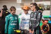 TEST BAHRAIN, (L to R): Sebastian Vettel (GER) Aston Martin F1 Team with Lando Norris (GBR) McLaren e George Russell (GBR) Mercedes AMG F1.
10.03.2022. Formula 1 Testing, Sakhir, Bahrain, Day One.
- www.xpbimages.com, EMail: requests@xpbimages.com © Copyright: Bearne / XPB Images