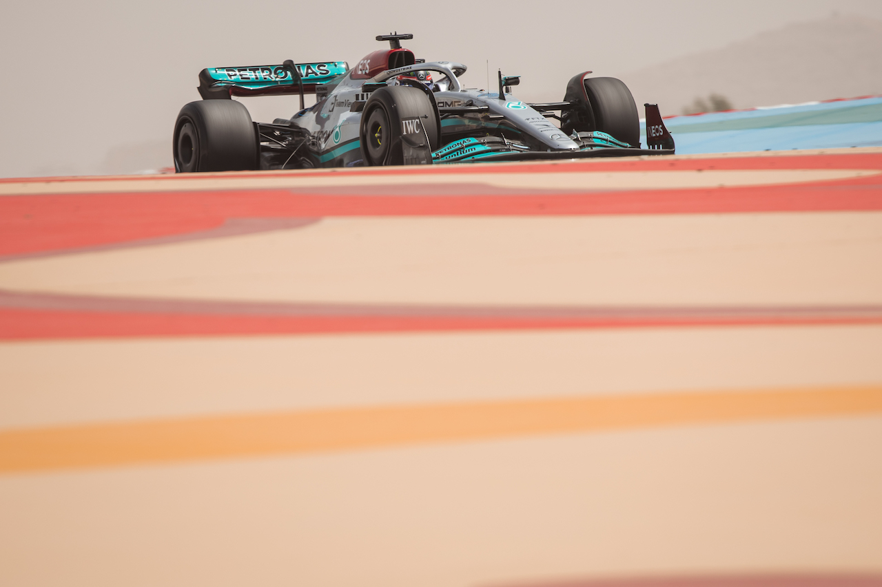 TEST BAHRAIN, George Russell (GBR) Mercedes AMG F1 W13.
11.03.2022. Formula 1 Testing, Sakhir, Bahrain, Day Two.
- www.xpbimages.com, EMail: requests@xpbimages.com © Copyright: Bearne / XPB Images