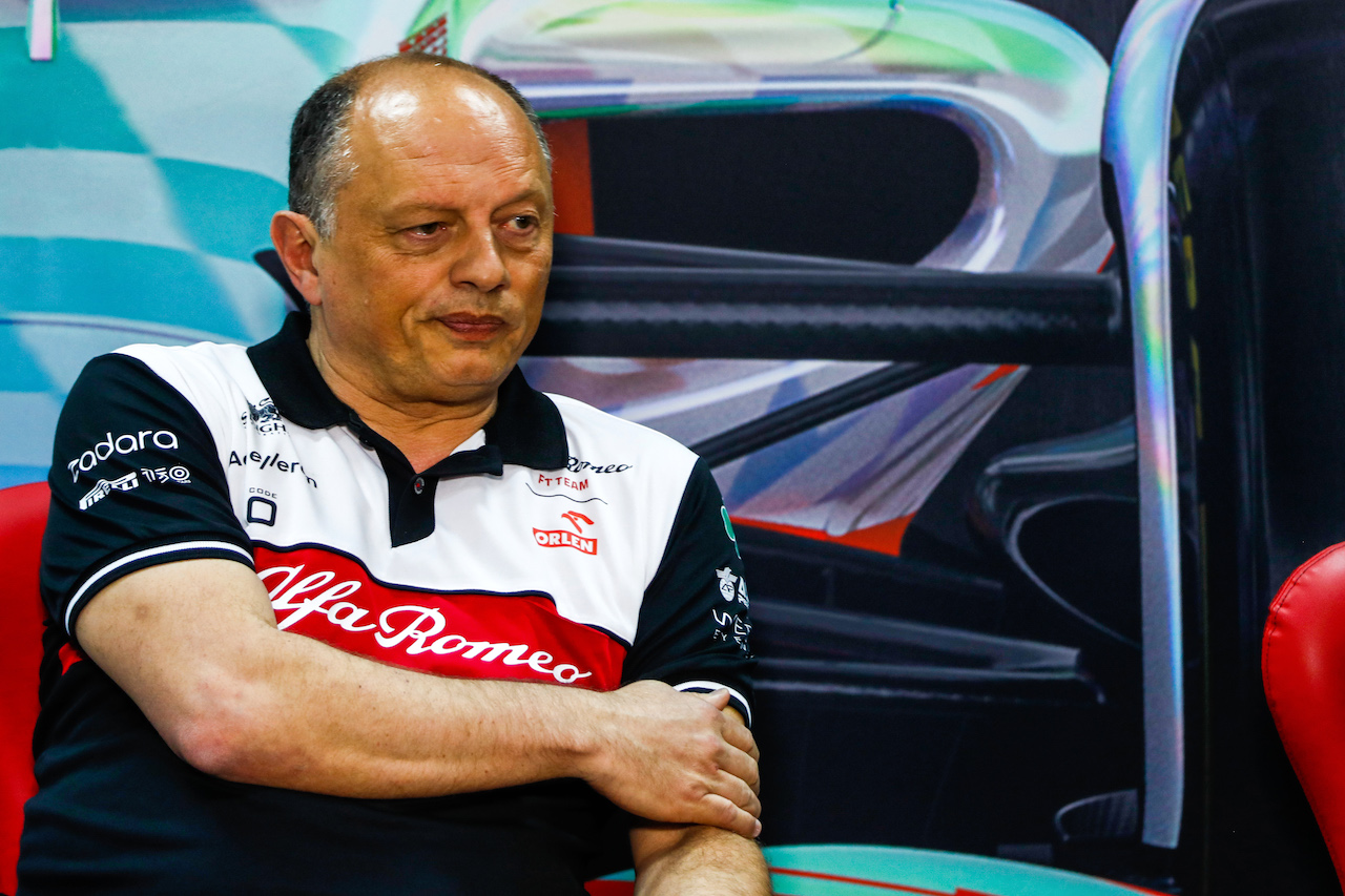 TEST BAHRAIN, Frederic Vasseur (FRA) Alfa Romeo F1 Team Team Principal in the FIA Press Conference.
11.03.2022. Formula 1 Testing, Sakhir, Bahrain, Day Two.
- www.xpbimages.com, EMail: requests@xpbimages.com © Copyright: XPB Images
