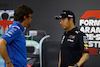 TEST BAHRAIN, (L to R): Fernando Alonso (ESP) Alpine F1 Team with Sergio Perez (MEX) Red Bull Racing in the FIA Press Conference.
11.03.2022. Formula 1 Testing, Sakhir, Bahrain, Day Two.
- www.xpbimages.com, EMail: requests@xpbimages.com © Copyright: XPB Images