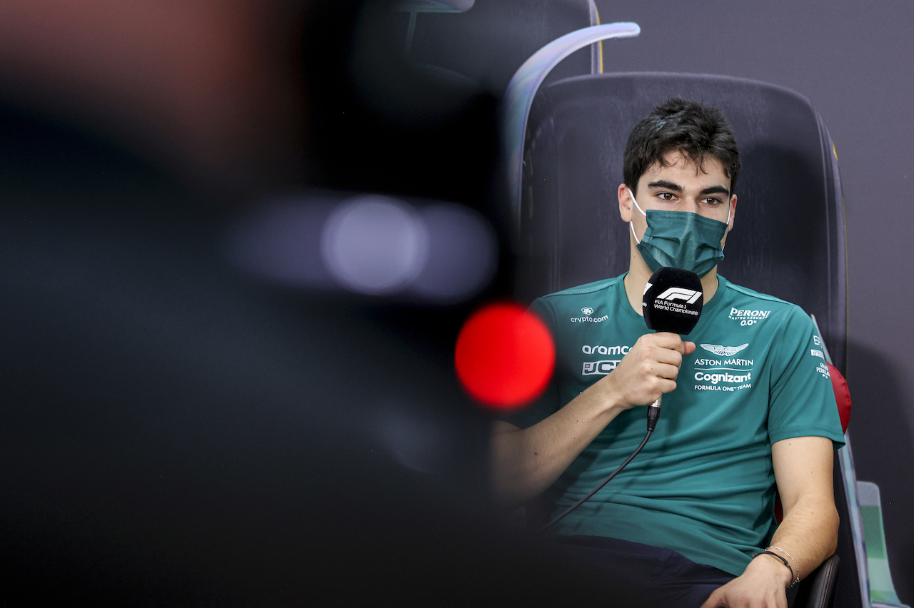 TEST BAHRAIN, Lance Stroll (CDN) Aston Martin F1 Team in the FIA Press Conference.
12.03.2022. Formula 1 Testing, Sakhir, Bahrain, Day Three.
- www.xpbimages.com, EMail: requests@xpbimages.com © Copyright: XPB Images