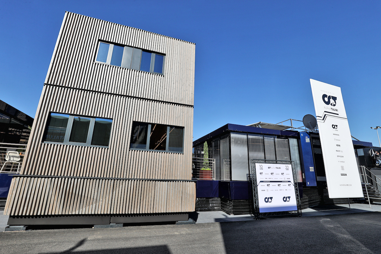 TEST BARCELLONA, AlphaTauri motorhome in the paddock.
23.02.2022. Formula One Testing, Day One, Barcelona, Spain. Wednesday.
- www.xpbimages.com, EMail: requests@xpbimages.com © Copyright: Moy / XPB Images
