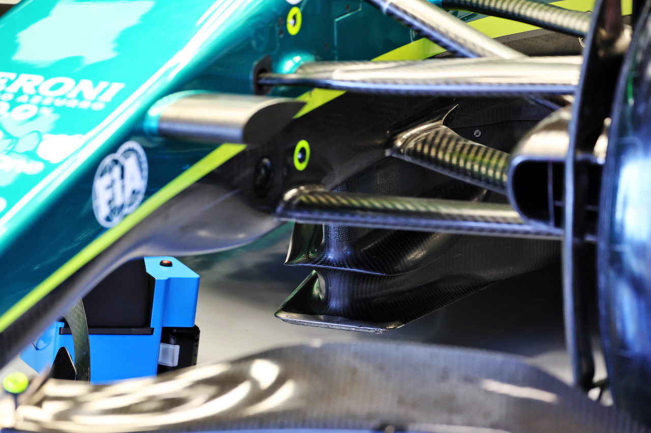 TEST BARCELLONA, Aston Martin F1 Team AMR22 floor detail.
23.02.2022. Formula One Testing, Day One, Barcelona, Spain. Wednesday.
- www.xpbimages.com, EMail: requests@xpbimages.com © Copyright: Batchelor / XPB Images