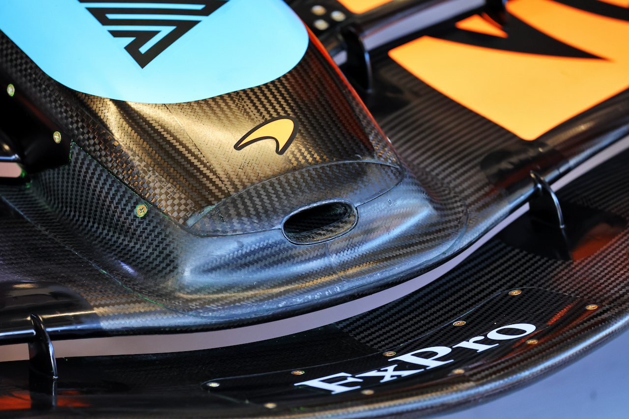 TEST BARCELLONA, McLaren MCL36 nosecone detail.
23.02.2022. Formula One Testing, Day One, Barcelona, Spain. Wednesday.
- www.xpbimages.com, EMail: requests@xpbimages.com © Copyright: Batchelor / XPB Images