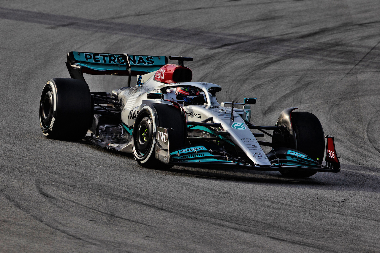 TEST BARCELLONA, George Russell (GBR) Mercedes AMG F1 W13.
24.02.2022. Formula One Testing, Day Two, Barcelona, Spain. Giovedi'.
- www.xpbimages.com, EMail: requests@xpbimages.com © Copyright: Rew / XPB Images