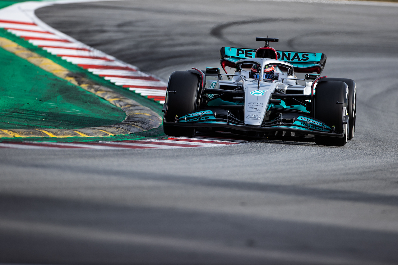 TEST BARCELLONA, George Russell (GBR) Mercedes AMG F1 W13.
24.02.2022. Formula One Testing, Day Two, Barcelona, Spain. Giovedi'.
- www.xpbimages.com, EMail: requests@xpbimages.com © Copyright: Price / XPB Images