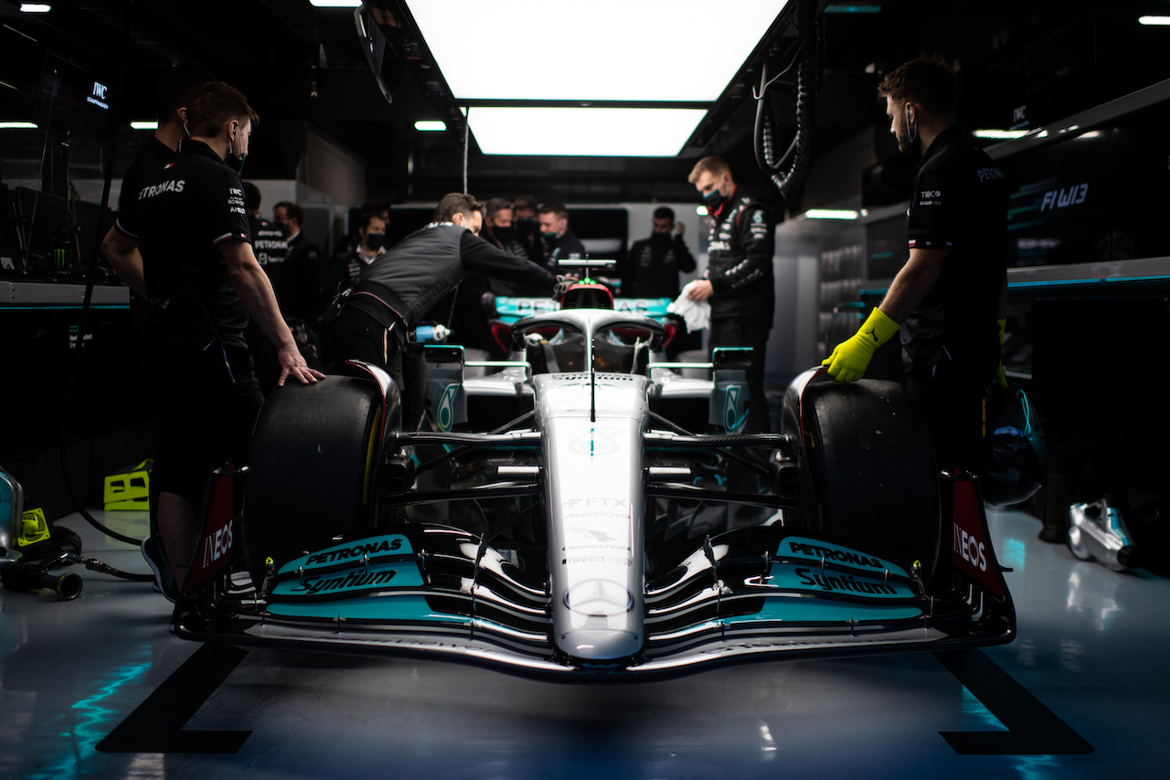 TEST BARCELLONA, Mercedes AMG F1 W13 of George Russell (GBR) Mercedes AMG F1.
24.02.2022. Formula One Testing, Day Two, Barcelona, Spain. Giovedi'.
- www.xpbimages.com, EMail: requests@xpbimages.com © Copyright: Price / XPB Images