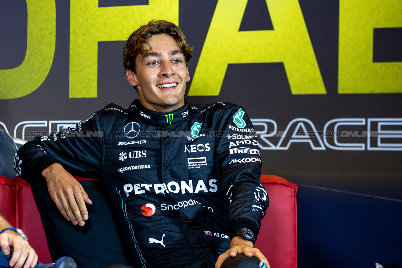 GP ABU DHABI, George Russell (GBR) Mercedes AMG F1 in the post race FIA Press Conference.

26.11.2023. Formula 1 World Championship, Rd 23, Abu Dhabi Grand Prix, Yas Marina Circuit, Abu Dhabi, Gara Day.

- www.xpbimages.com, EMail: requests@xpbimages.com © Copyright: Moy / XPB Images