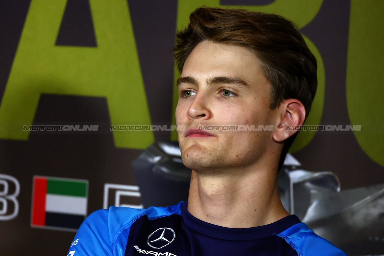 GP ABU DHABI, Logan Sargeant (USA) Williams Racing in the FIA Press Conference.

23.11.2023. Formula 1 World Championship, Rd 23, Abu Dhabi Grand Prix, Yas Marina Circuit, Abu Dhabi, Preparation Day.

- www.xpbimages.com, EMail: requests@xpbimages.com © Copyright: Batchelor / XPB Images