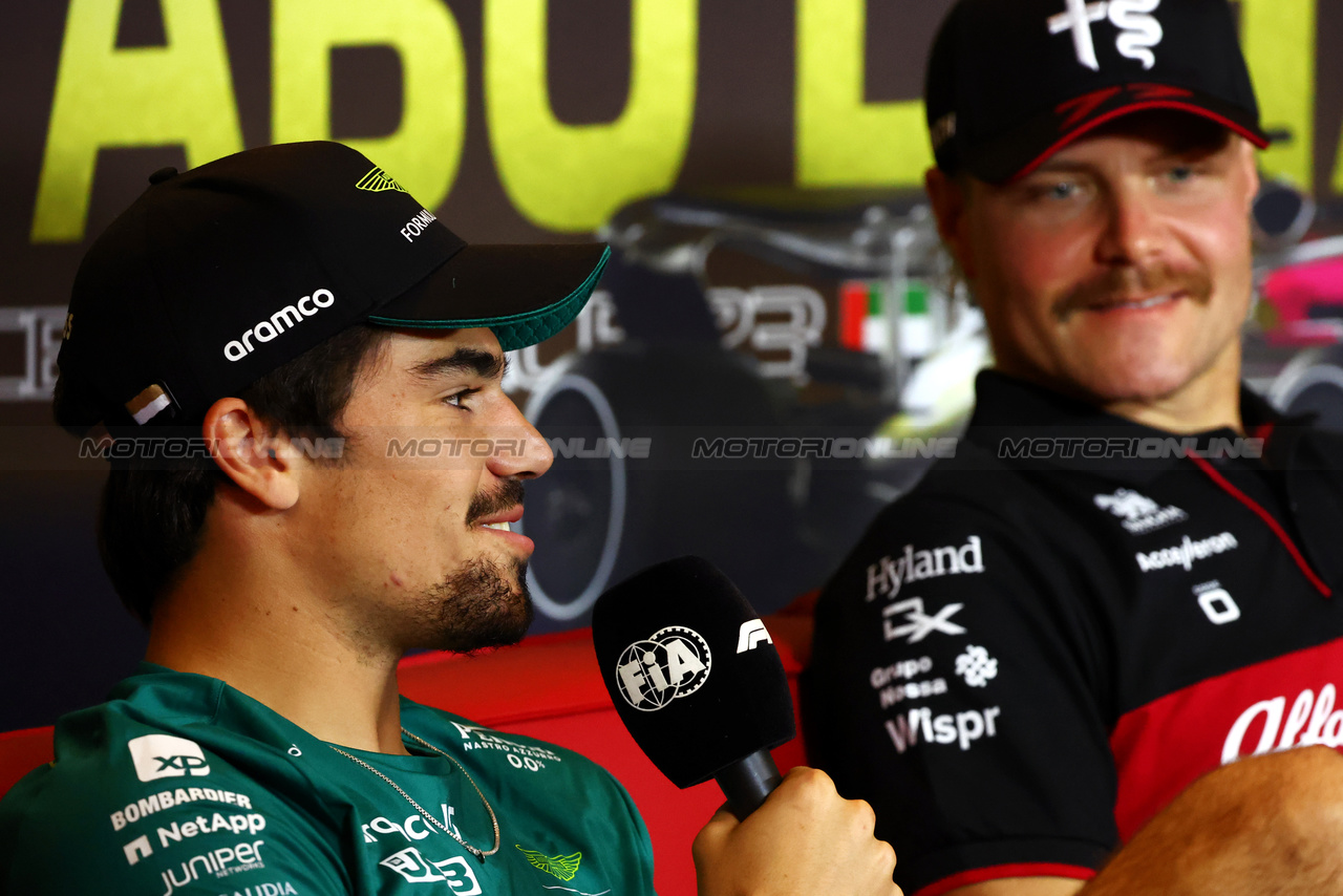 GP ABU DHABI, Lance Stroll (CDN) Aston Martin F1 Team in the FIA Press Conference.

23.11.2023. Formula 1 World Championship, Rd 23, Abu Dhabi Grand Prix, Yas Marina Circuit, Abu Dhabi, Preparation Day.

- www.xpbimages.com, EMail: requests@xpbimages.com © Copyright: Batchelor / XPB Images
