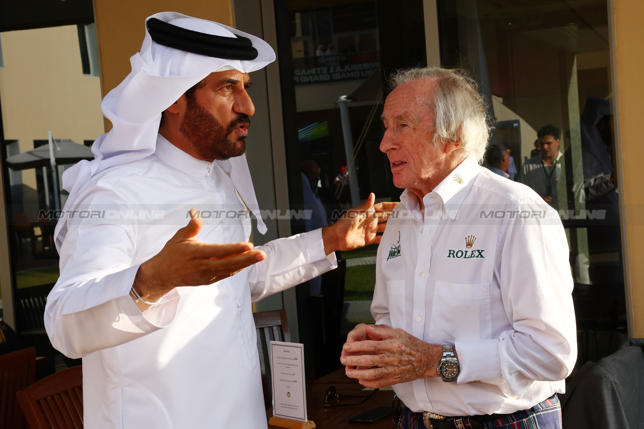 GP ABU DHABI, (L to R): Mohammed Bin Sulayem (UAE) FIA President with Jackie Stewart (GBR).

25.11.2023. Formula 1 World Championship, Rd 23, Abu Dhabi Grand Prix, Yas Marina Circuit, Abu Dhabi, Qualifiche Day.

- www.xpbimages.com, EMail: requests@xpbimages.com © Copyright: Batchelor / XPB Images