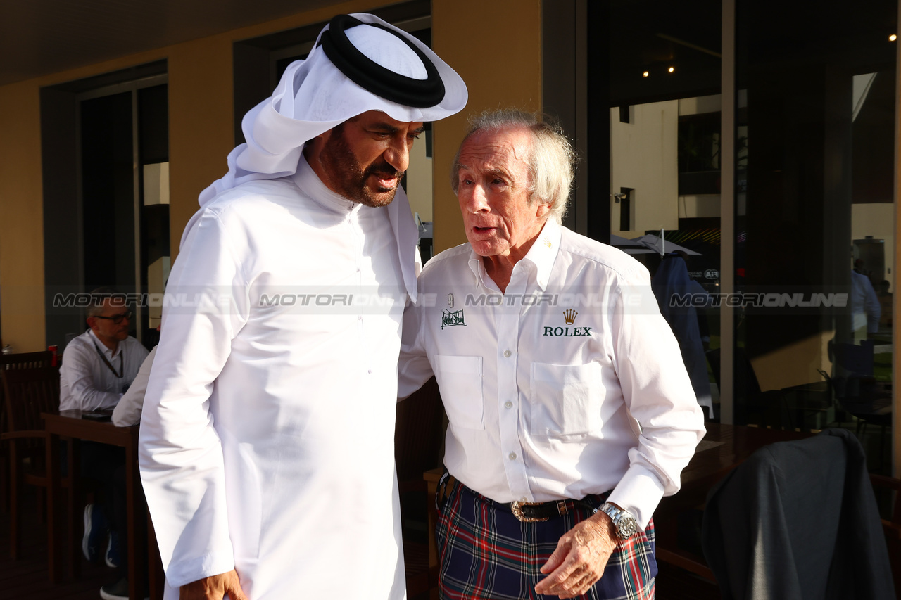 GP ABU DHABI, (L to R): Mohammed Bin Sulayem (UAE) FIA President with Jackie Stewart (GBR).

25.11.2023. Formula 1 World Championship, Rd 23, Abu Dhabi Grand Prix, Yas Marina Circuit, Abu Dhabi, Qualifiche Day.

- www.xpbimages.com, EMail: requests@xpbimages.com © Copyright: Batchelor / XPB Images