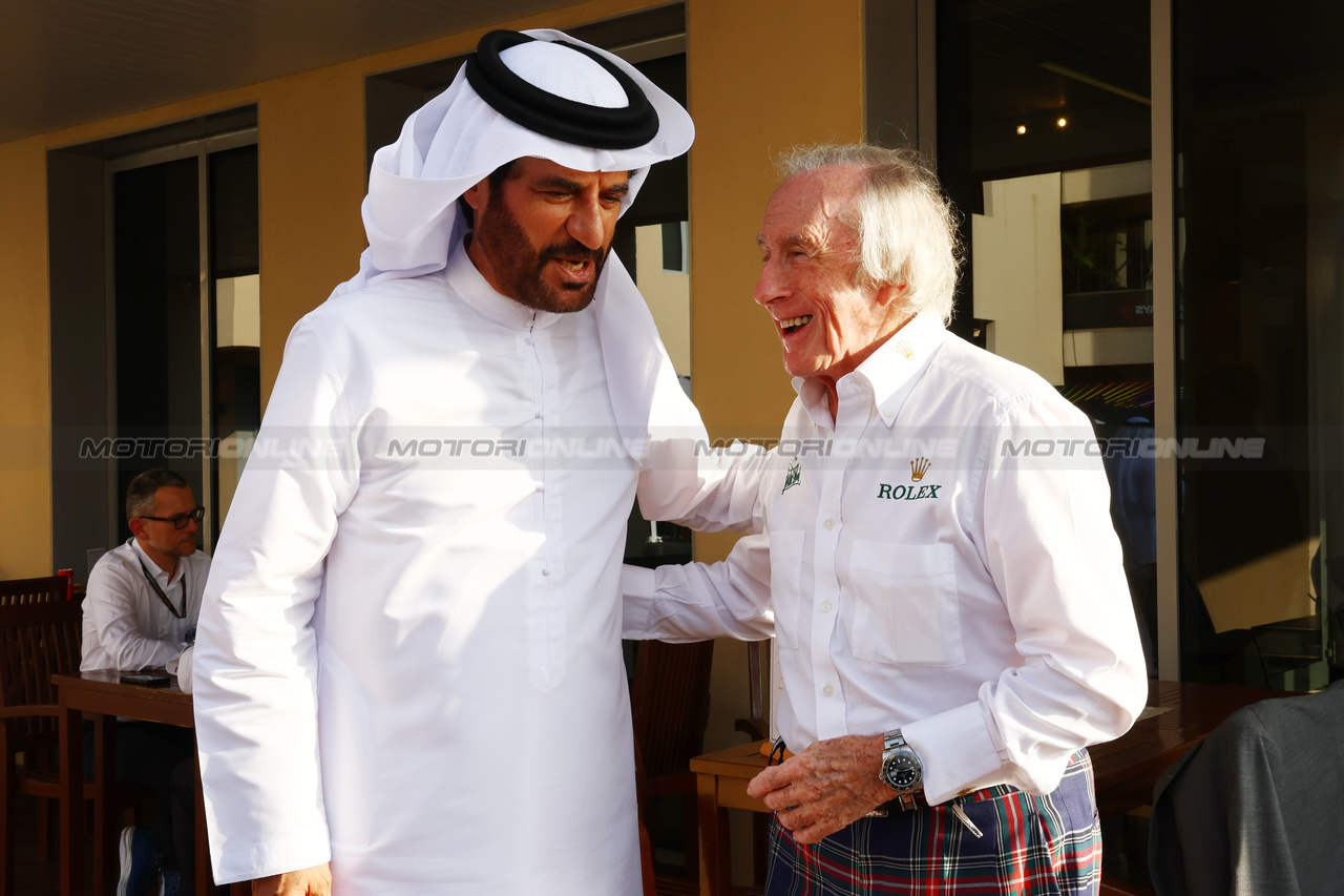 GP ABU DHABI, (L to R): Mohammed Bin Sulayem (UAE) FIA President with Jackie Stewart (GBR).

25.11.2023. Formula 1 World Championship, Rd 23, Abu Dhabi Grand Prix, Yas Marina Circuit, Abu Dhabi, Qualifiche Day.

- www.xpbimages.com, EMail: requests@xpbimages.com © Copyright: Batchelor / XPB Images