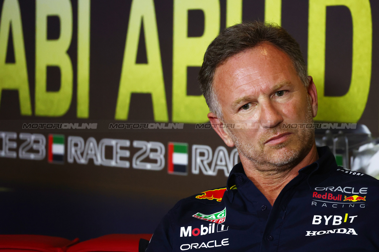 GP ABU DHABI, Christian Horner (GBR) Red Bull Racing Team Principal in the FIA Press Conference.

24.11.2023. Formula 1 World Championship, Rd 23, Abu Dhabi Grand Prix, Yas Marina Circuit, Abu Dhabi, Practice Day.

- www.xpbimages.com, EMail: requests@xpbimages.com © Copyright: Batchelor / XPB Images