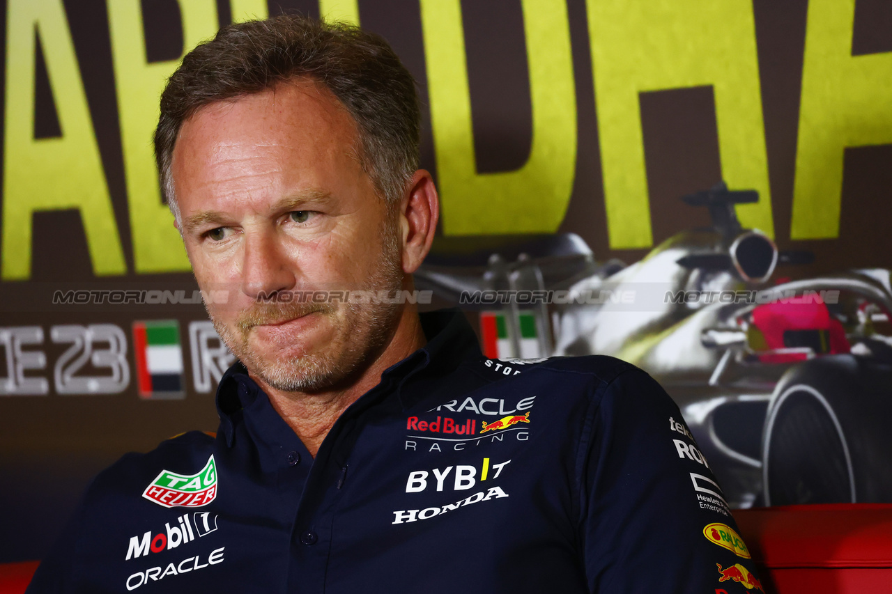 GP ABU DHABI, Christian Horner (GBR) Red Bull Racing Team Principal in the FIA Press Conference.

24.11.2023. Formula 1 World Championship, Rd 23, Abu Dhabi Grand Prix, Yas Marina Circuit, Abu Dhabi, Practice Day.

- www.xpbimages.com, EMail: requests@xpbimages.com © Copyright: Batchelor / XPB Images