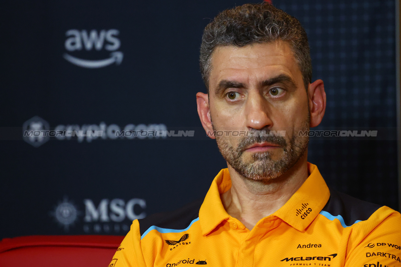 GP ABU DHABI, Andrea Stella (ITA) McLaren Team Principal in the FIA Press Conference.

24.11.2023. Formula 1 World Championship, Rd 23, Abu Dhabi Grand Prix, Yas Marina Circuit, Abu Dhabi, Practice Day.

- www.xpbimages.com, EMail: requests@xpbimages.com © Copyright: Batchelor / XPB Images