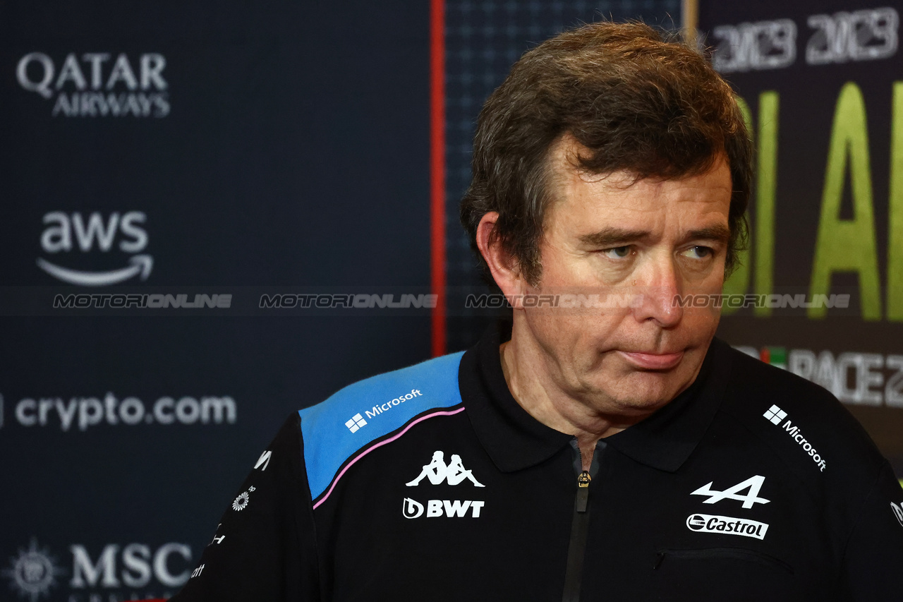 GP ABU DHABI, Bruno Famin (FRA) Alpine Motorsports Vice President in the FIA Press Conference.

24.11.2023. Formula 1 World Championship, Rd 23, Abu Dhabi Grand Prix, Yas Marina Circuit, Abu Dhabi, Practice Day.

- www.xpbimages.com, EMail: requests@xpbimages.com © Copyright: Batchelor / XPB Images