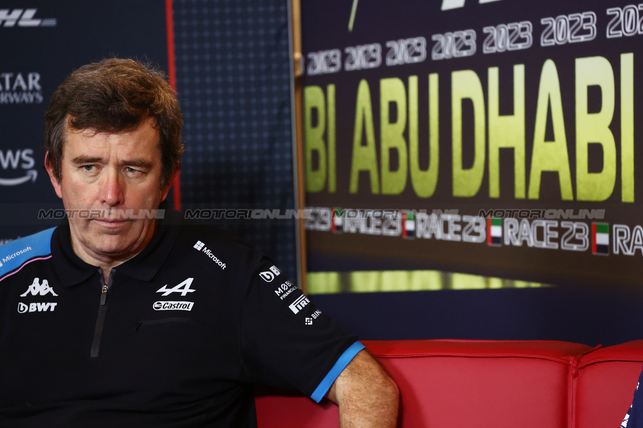 GP ABU DHABI, Bruno Famin (FRA) Alpine Motorsports Vice President in the FIA Press Conference.

24.11.2023. Formula 1 World Championship, Rd 23, Abu Dhabi Grand Prix, Yas Marina Circuit, Abu Dhabi, Practice Day.

- www.xpbimages.com, EMail: requests@xpbimages.com © Copyright: Batchelor / XPB Images