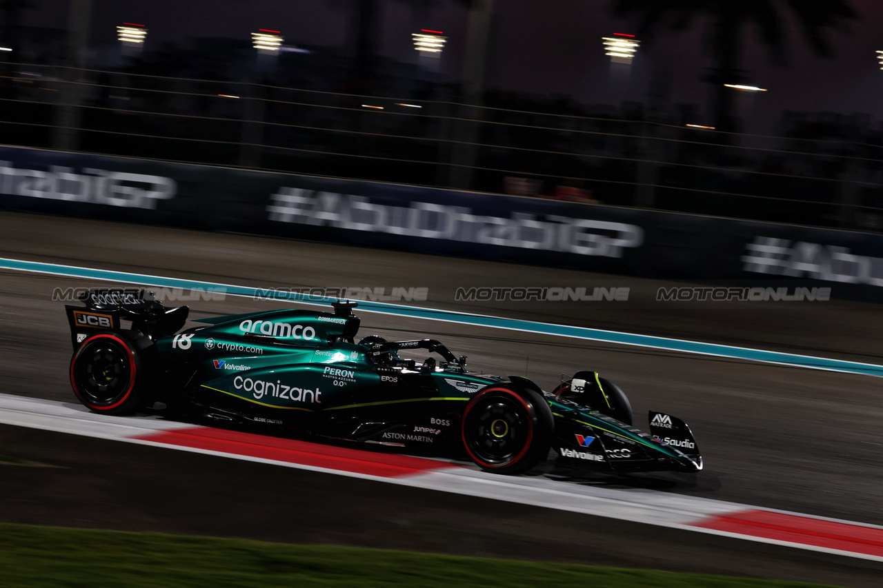 GP ABU DHABI, Lance Stroll (CDN) Aston Martin F1 Team AMR23.

24.11.2023. Formula 1 World Championship, Rd 23, Abu Dhabi Grand Prix, Yas Marina Circuit, Abu Dhabi, Practice Day.

- www.xpbimages.com, EMail: requests@xpbimages.com © Copyright: Charniaux / XPB Images