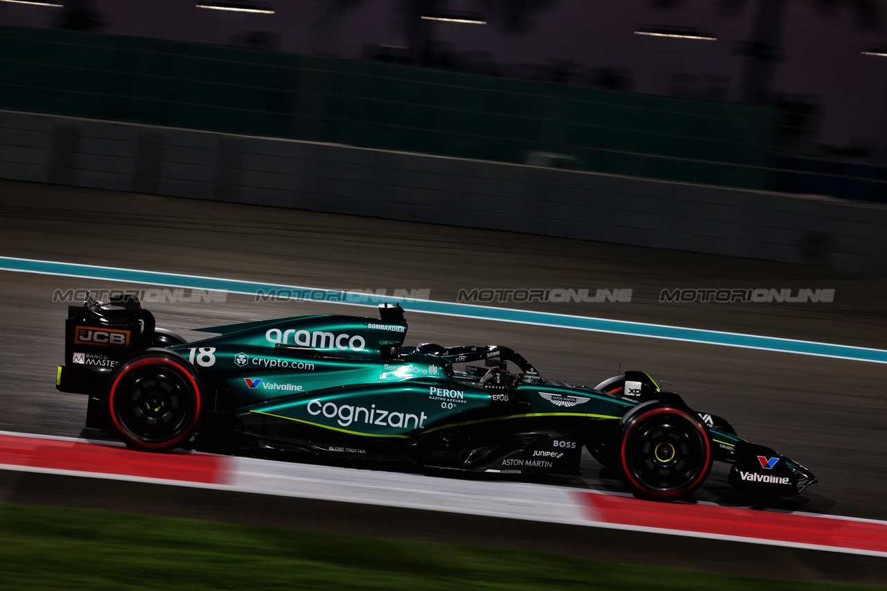 GP ABU DHABI, Lance Stroll (CDN) Aston Martin F1 Team AMR23.

24.11.2023. Formula 1 World Championship, Rd 23, Abu Dhabi Grand Prix, Yas Marina Circuit, Abu Dhabi, Practice Day.

- www.xpbimages.com, EMail: requests@xpbimages.com © Copyright: Charniaux / XPB Images