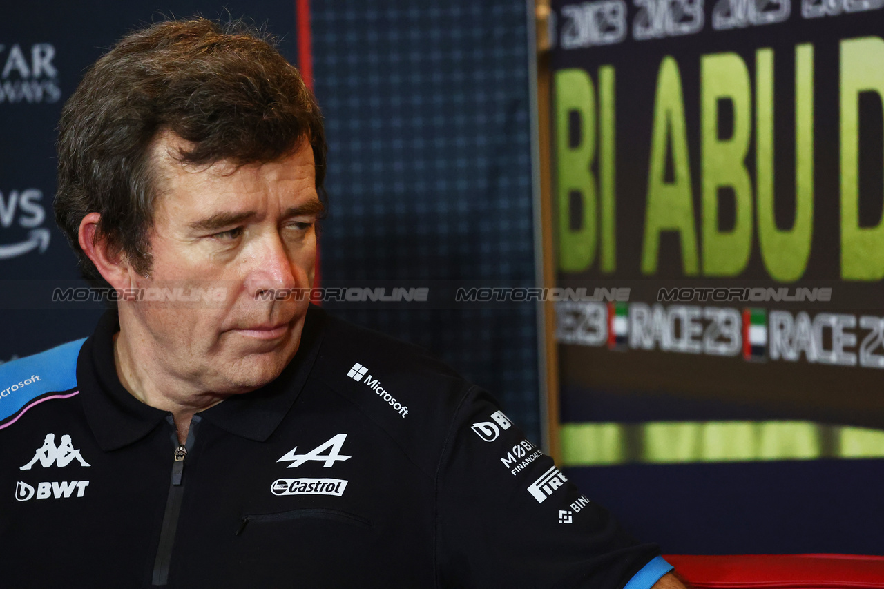 GP ABU DHABI, Bruno Famin (FRA) Alpine Motorsports Vice President in the FIA Press Conference.

24.11.2023. Formula 1 World Championship, Rd 23, Abu Dhabi Grand Prix, Yas Marina Circuit, Abu Dhabi, Practice Day.

- www.xpbimages.com, EMail: requests@xpbimages.com © Copyright: Batchelor / XPB Images