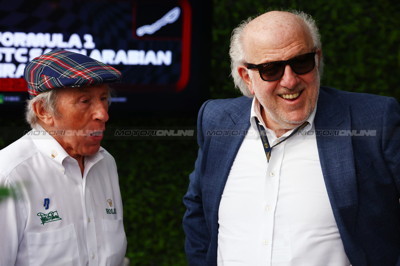 GP ARABIA SAUDITA, (L to R): Jackie Stewart (GBR) with David Richards (GBR) CEO Prodrive.

19.03.2023. Formula 1 World Championship, Rd 2, Saudi Arabian Grand Prix, Jeddah, Saudi Arabia, Gara Day.

 - www.xpbimages.com, EMail: requests@xpbimages.com © Copyright: Coates / XPB Images