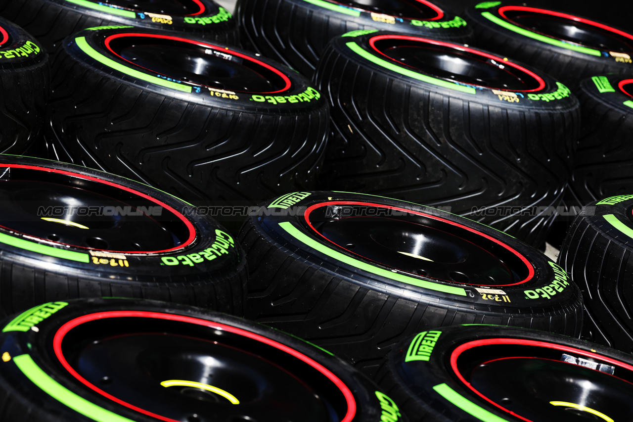 GP ARABIA SAUDITA, Pirelli tyres in the paddock.

16.03.2023. Formula 1 World Championship, Rd 2, Saudi Arabian Grand Prix, Jeddah, Saudi Arabia, Preparation Day.

- www.xpbimages.com, EMail: requests@xpbimages.com ¬© Copyright: Moy / XPB Images