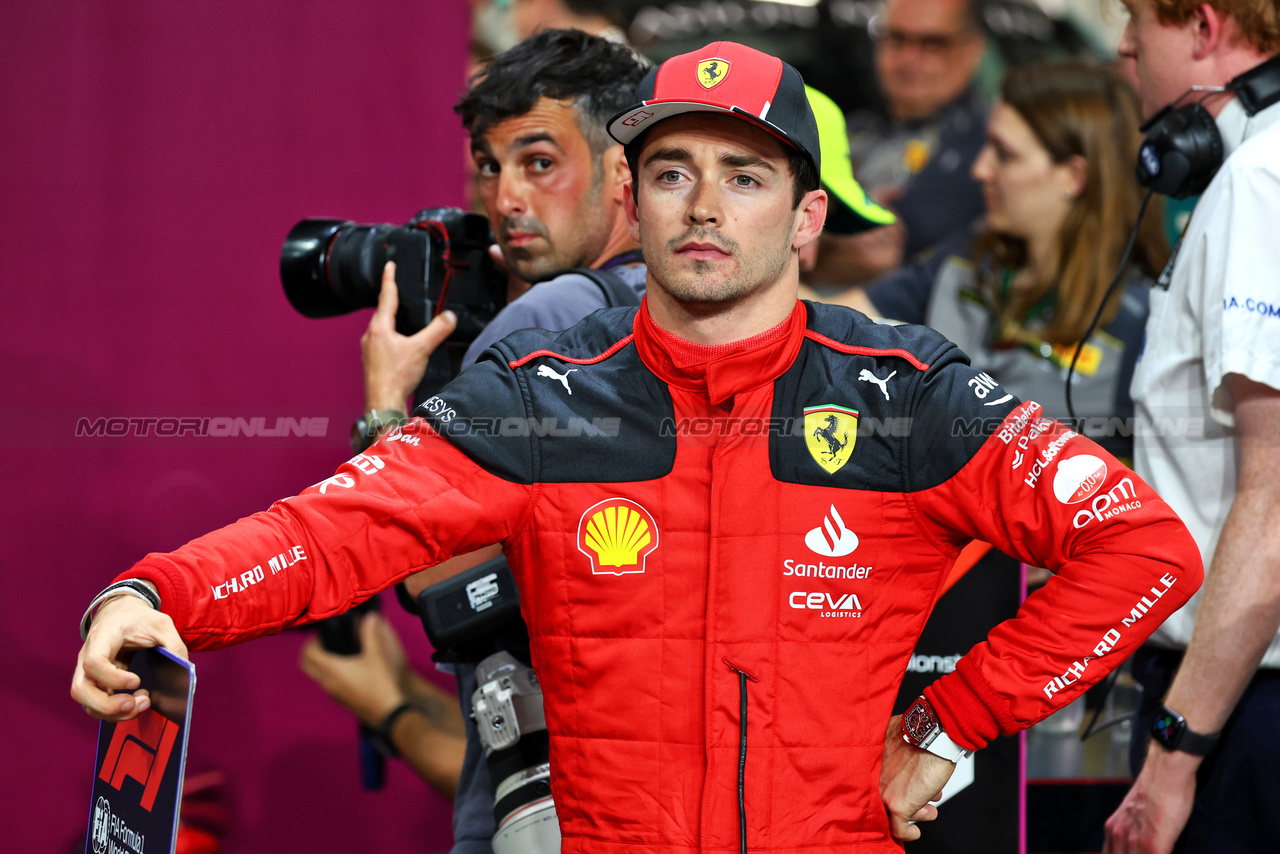 GP ARABIA SAUDITA, Charles Leclerc (MON) Ferrari in qualifying parc ferme.

18.03.2023. Formula 1 World Championship, Rd 2, Saudi Arabian Grand Prix, Jeddah, Saudi Arabia, Qualifiche Day.

- www.xpbimages.com, EMail: requests@xpbimages.com © Copyright: Batchelor / XPB Images