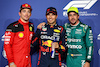 GP ARABIA SAUDITA, Qualifiche top three in parc ferme (L to R): Charles Leclerc (MON) Ferrari, second; Sergio Perez (MEX) Red Bull Racing, pole position; Fernando Alonso (ESP) Aston Martin F1 Team, third.
18.03.2023. Formula 1 World Championship, Rd 2, Saudi Arabian Grand Prix, Jeddah, Saudi Arabia, Qualifiche Day.
- www.xpbimages.com, EMail: requests@xpbimages.com © Copyright: Batchelor / XPB Images