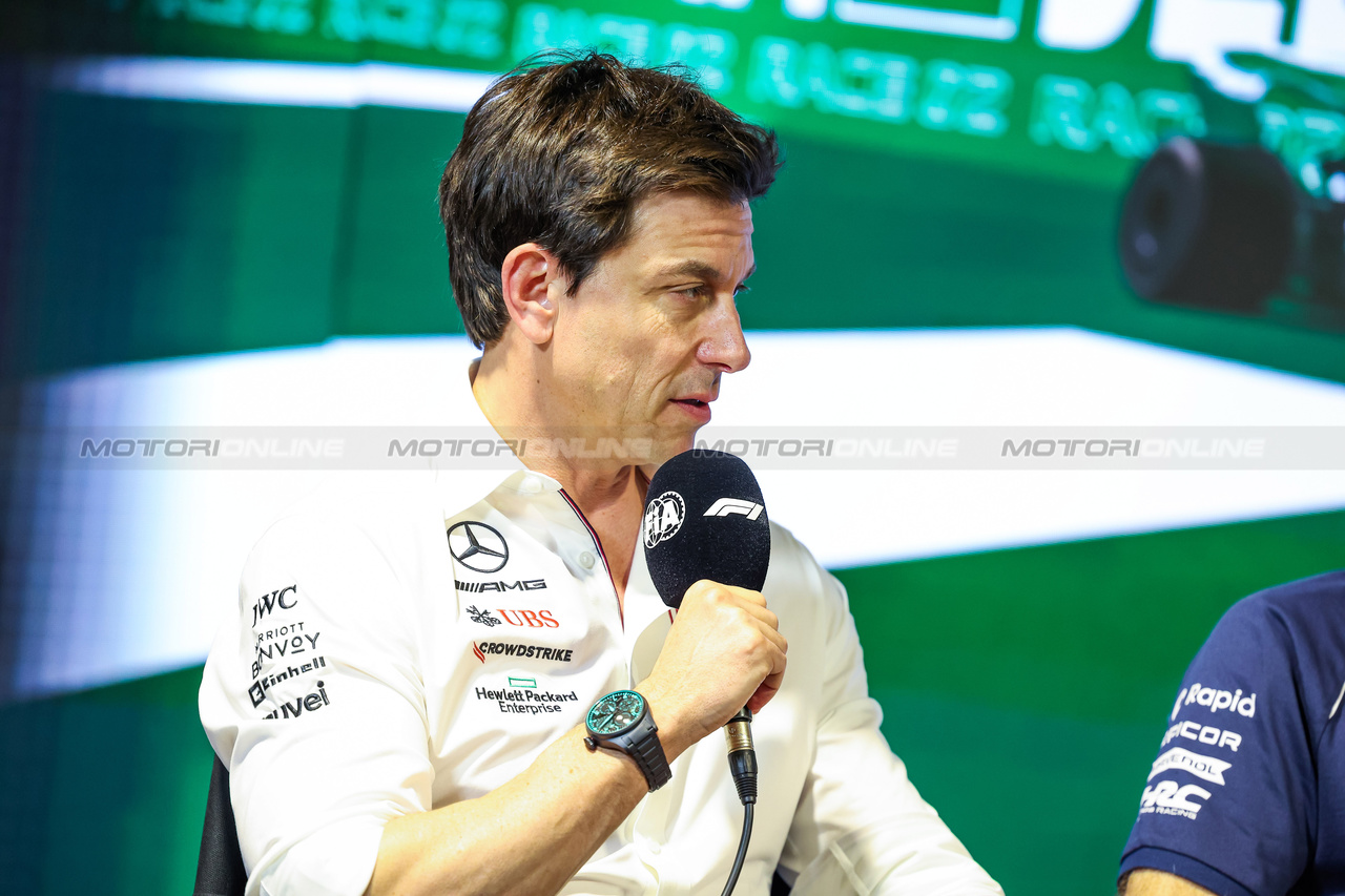 GP ARABIA SAUDITA, Toto Wolff (GER) Mercedes AMG F1 Shareholder e Executive Director, in the FIA Press Conference.

17.03.2023. Formula 1 World Championship, Rd 2, Saudi Arabian Grand Prix, Jeddah, Saudi Arabia, Practice Day.

- www.xpbimages.com, EMail: requests@xpbimages.com © Copyright: XPB Images