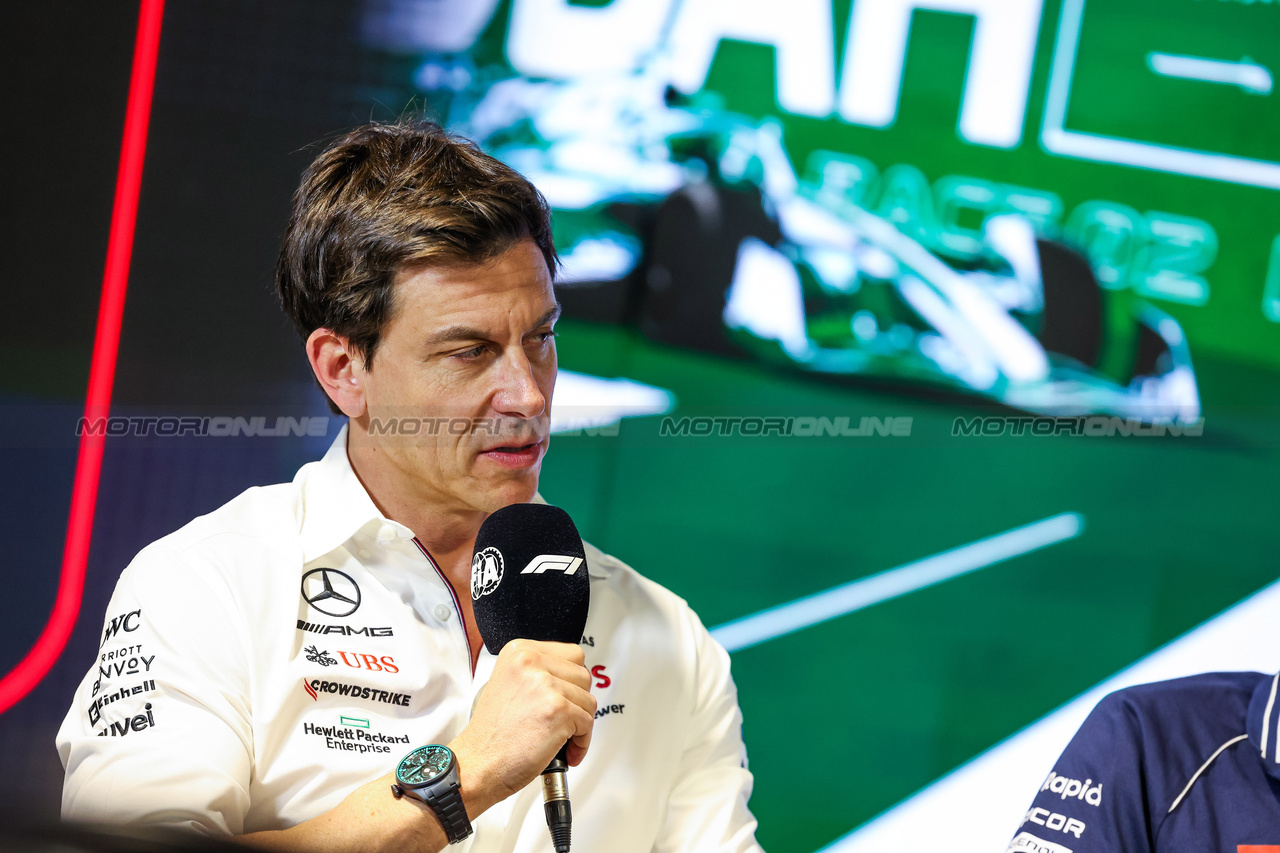 GP ARABIA SAUDITA, Toto Wolff (GER) Mercedes AMG F1 Shareholder e Executive Director, in the FIA Press Conference.

17.03.2023. Formula 1 World Championship, Rd 2, Saudi Arabian Grand Prix, Jeddah, Saudi Arabia, Practice Day.

- www.xpbimages.com, EMail: requests@xpbimages.com © Copyright: XPB Images