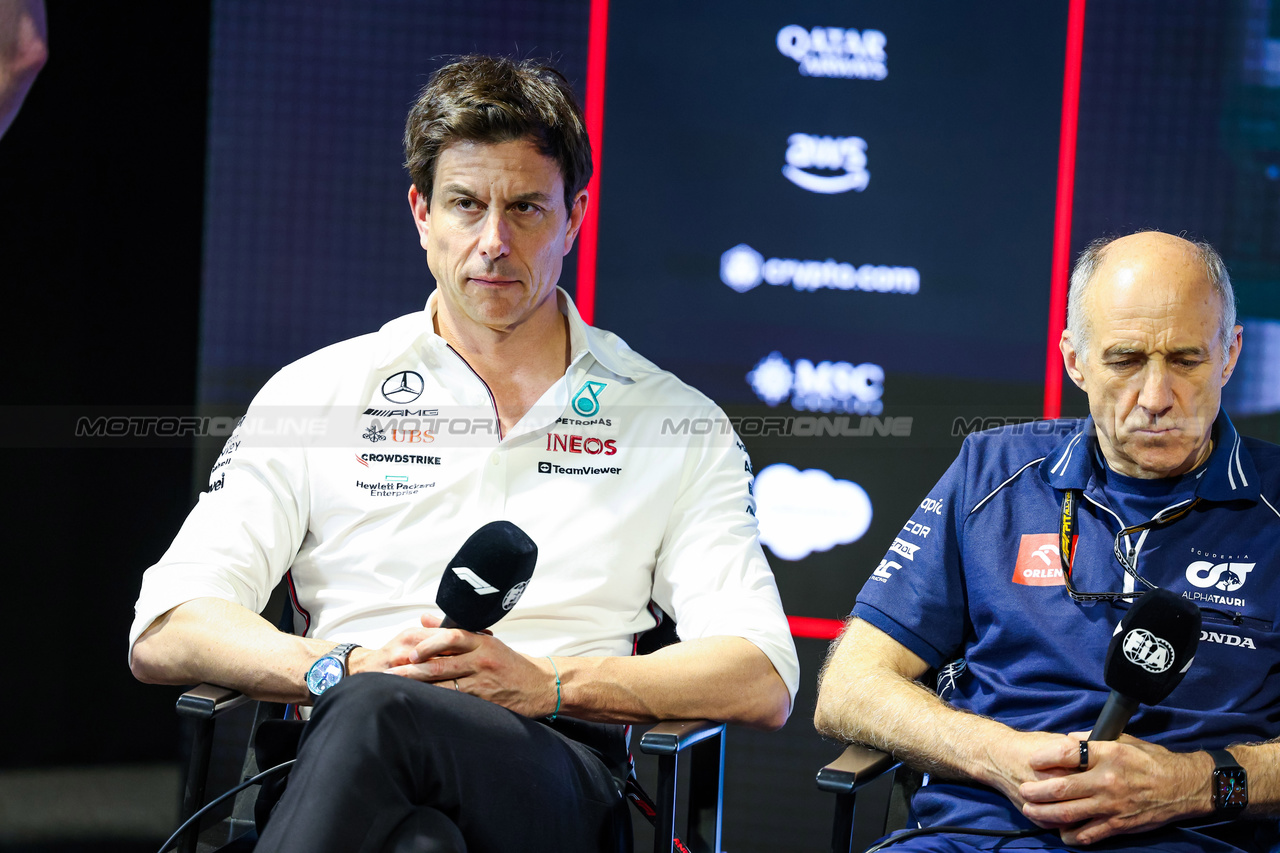 GP ARABIA SAUDITA, Toto Wolff (GER) Mercedes AMG F1 Shareholder e Executive Director, in the FIA Press Conference.

17.03.2023. Formula 1 World Championship, Rd 2, Saudi Arabian Grand Prix, Jeddah, Saudi Arabia, Practice Day.

- www.xpbimages.com, EMail: requests@xpbimages.com © Copyright: XPB Images