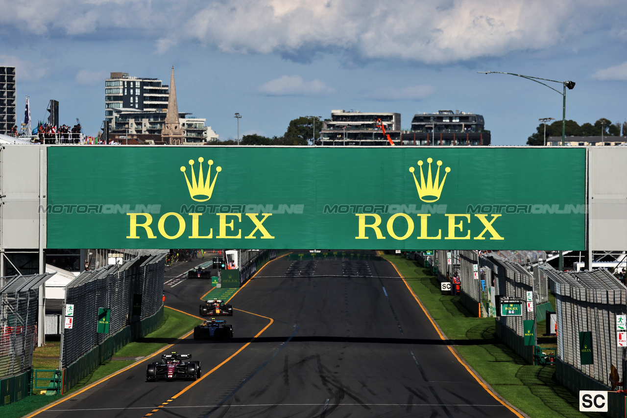 GP AUSTRALIA, Zhou Guanyu (CHN) Alfa Romeo F1 Team C43 leaves the pits.

02.04.2023. Formula 1 World Championship, Rd 3, Australian Grand Prix, Albert Park, Melbourne, Australia, Gara Day.

- www.xpbimages.com, EMail: requests@xpbimages.com ¬© Copyright: Moy / XPB Images