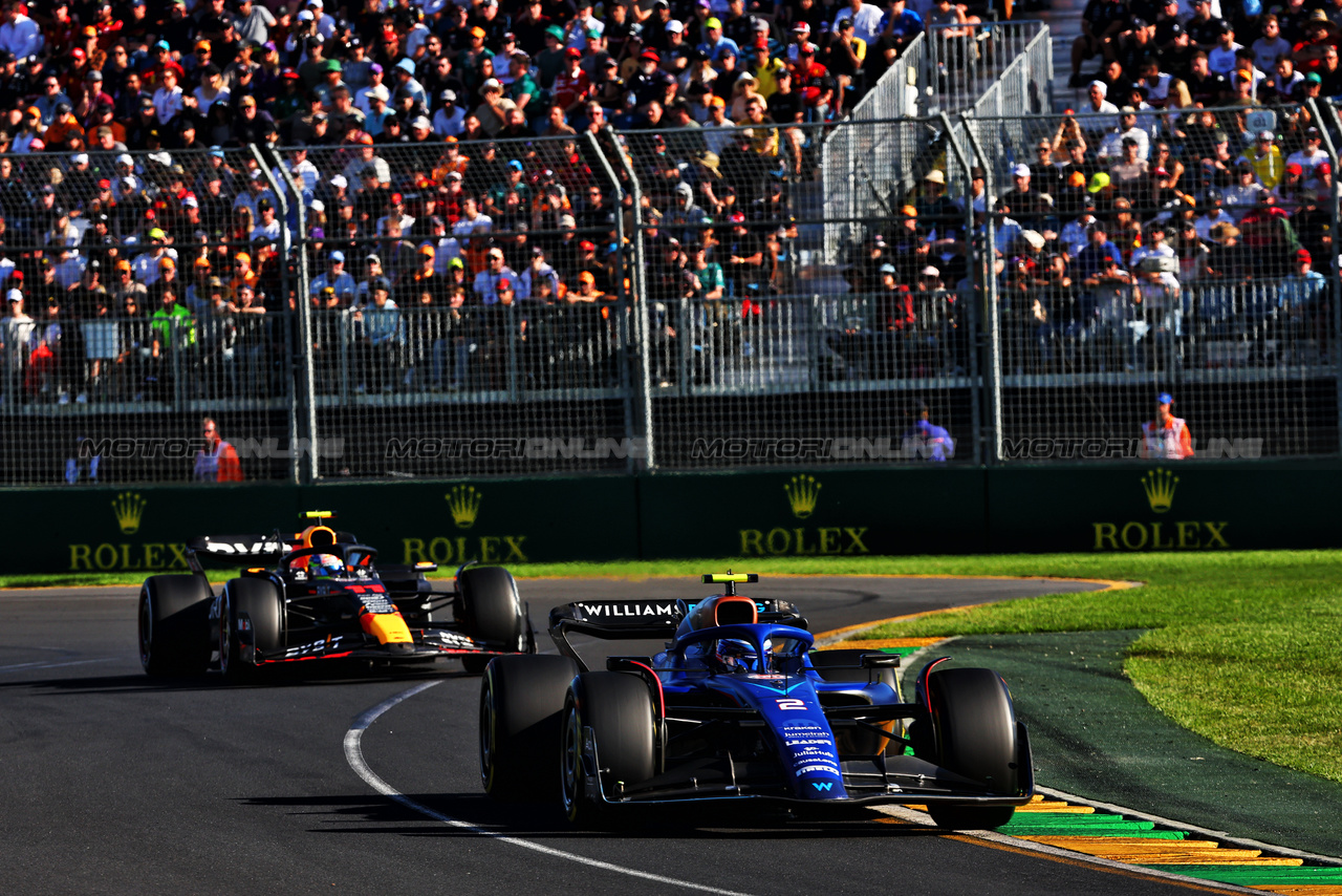 GP AUSTRALIA, Logan Sargeant (USA) Williams Racing FW45.

02.04.2023. Formula 1 World Championship, Rd 3, Australian Grand Prix, Albert Park, Melbourne, Australia, Gara Day.

- www.xpbimages.com, EMail: requests@xpbimages.com ¬© Copyright: Batchelor / XPB Images
