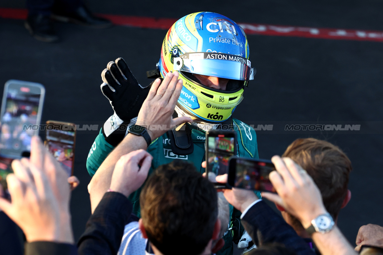 GP AUSTRALIA, Fernando Alonso (ESP) Aston Martin F1 Team celebrates his third position in parc ferme.

02.04.2023. Formula 1 World Championship, Rd 3, Australian Grand Prix, Albert Park, Melbourne, Australia, Gara Day.

- www.xpbimages.com, EMail: requests@xpbimages.com ¬© Copyright: Moy / XPB Images