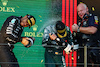GP AUSTRALIA, (L to R): Second placed Lewis Hamilton (GBR) Mercedes AMG F1 celebrates on the podium with second placed Fernando Alonso (ESP) Aston Martin F1 Team e Rob Marshall (GBR) Red Bull Racing Chief Engineering Officer. 
02.04.2023. Formula 1 World Championship, Rd 3, Australian Grand Prix, Albert Park, Melbourne, Australia, Gara Day.
- www.xpbimages.com, EMail: requests@xpbimages.com ¬© Copyright: Moy / XPB Images