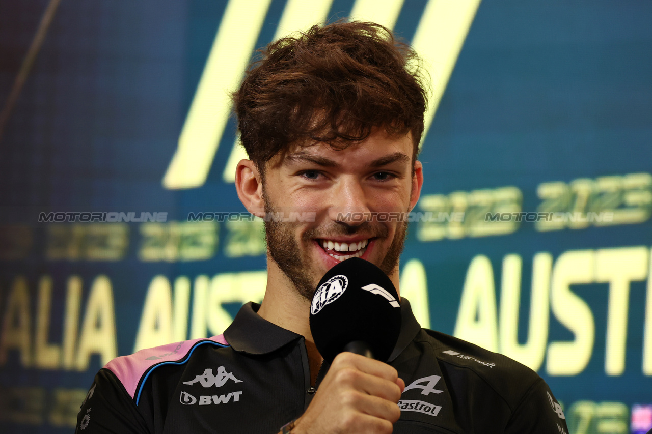 GP AUSTRALIA, Pierre Gasly (FRA) Alpine F1 Team in the FIA Press Conference.

30.03.2023. Formula 1 World Championship, Rd 3, Australian Grand Prix, Albert Park, Melbourne, Australia, Preparation Day.

- www.xpbimages.com, EMail: requests@xpbimages.com ¬© Copyright: Moy / XPB Images