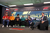 GP AUSTRALIA, (L to R): Charles Leclerc (MON) Ferrari; Oscar Piastri (AUS) McLaren; Zhou Guanyu (CHN) Alfa Romeo F1 Team; Fernando Alonso (ESP) Aston Martin F1 Team; e Max Verstappen (NLD) Red Bull Racing, in the FIA Press Conference.
30.03.2023. Formula 1 World Championship, Rd 3, Australian Grand Prix, Albert Park, Melbourne, Australia, Preparation Day.
- www.xpbimages.com, EMail: requests@xpbimages.com ¬© Copyright: Moy / XPB Images