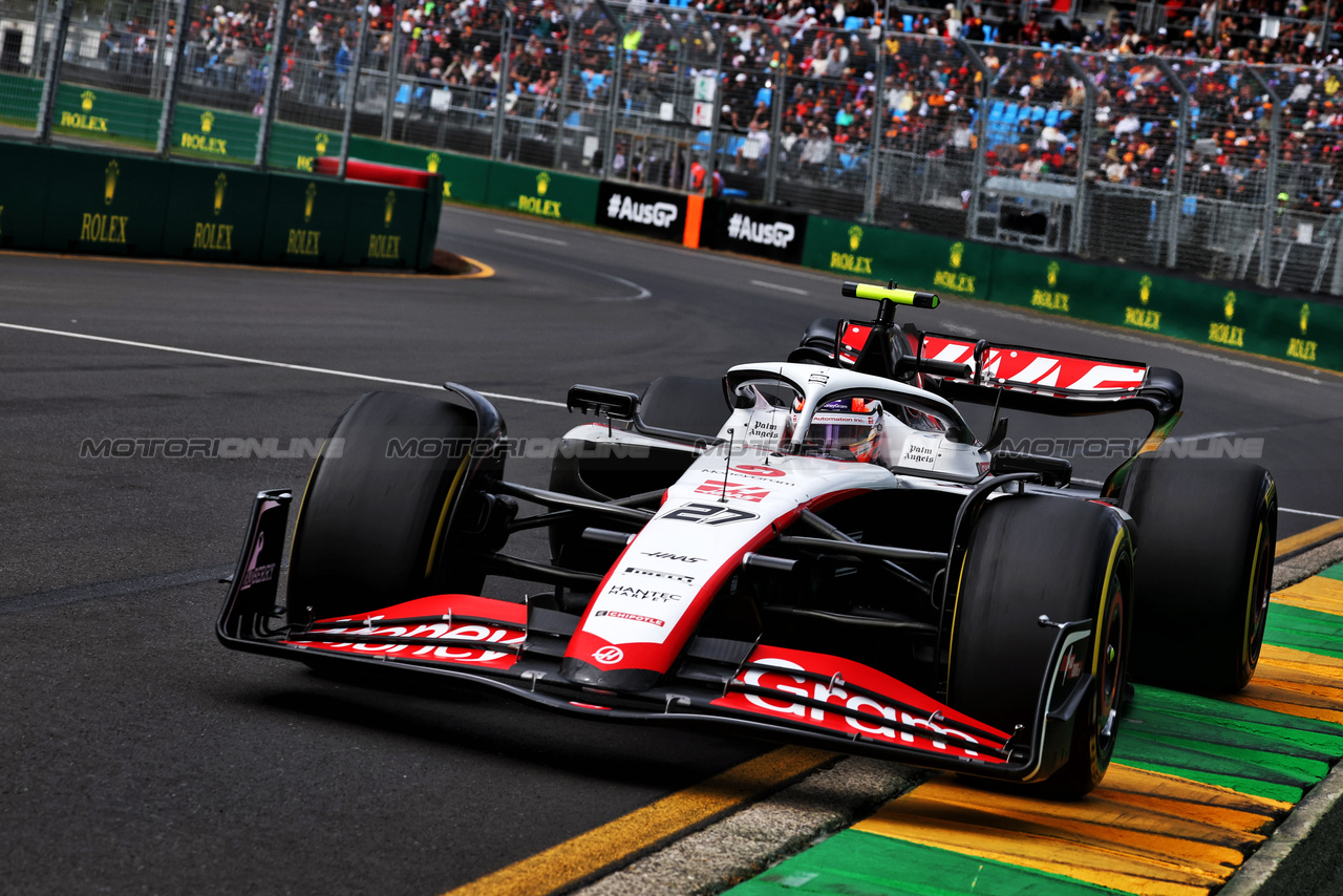 GP AUSTRALIA, Nico Hulkenberg (GER) Haas VF-23.

01.04.2023. Formula 1 World Championship, Rd 3, Australian Grand Prix, Albert Park, Melbourne, Australia, Qualifiche Day.

- www.xpbimages.com, EMail: requests@xpbimages.com ¬© Copyright: Moy / XPB Images