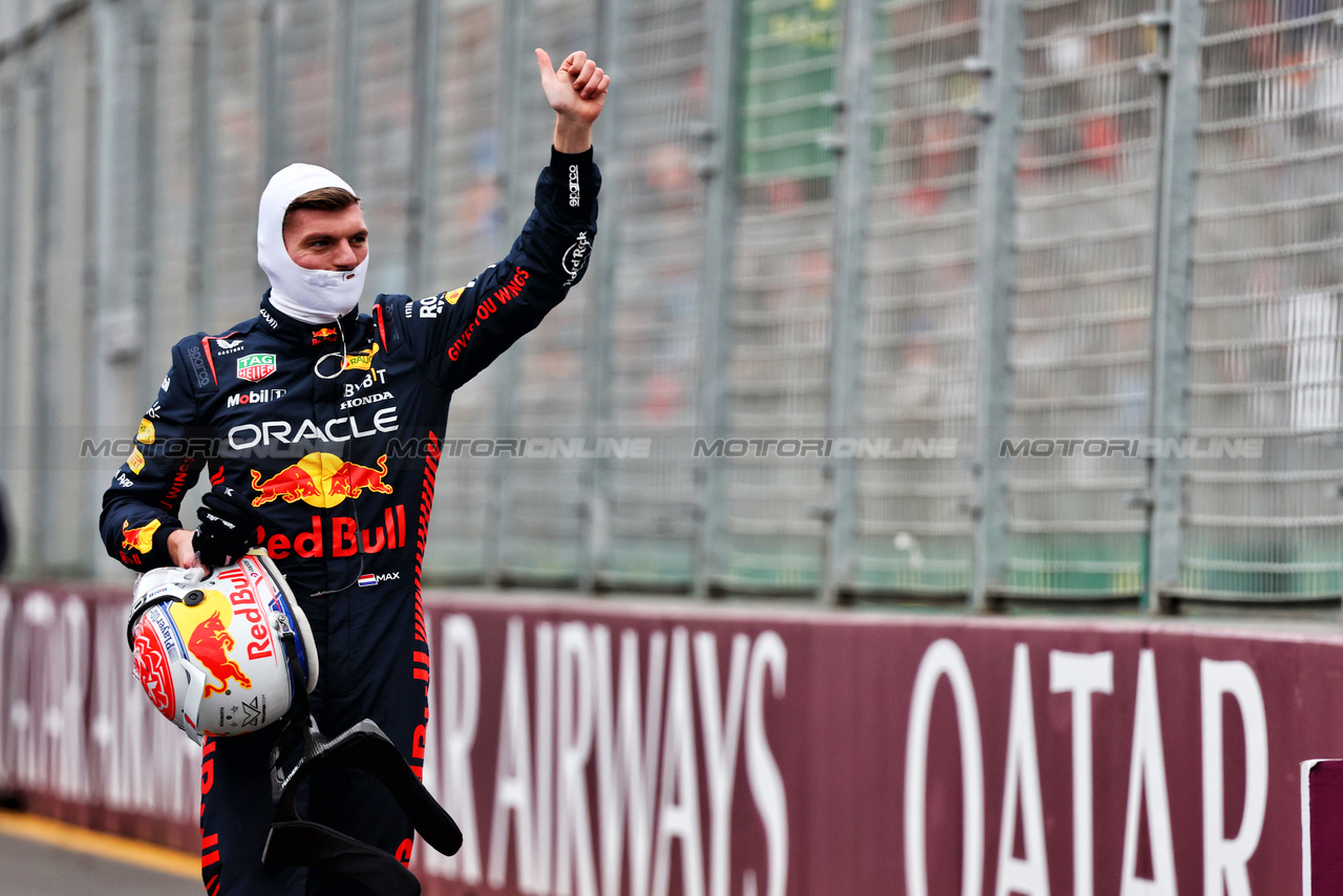 GP AUSTRALIA, Max Verstappen (NLD) Red Bull Racing celebrates his pole position in qualifying parc ferme.

01.04.2023. Formula 1 World Championship, Rd 3, Australian Grand Prix, Albert Park, Melbourne, Australia, Qualifiche Day.

- www.xpbimages.com, EMail: requests@xpbimages.com ¬© Copyright: Batchelor / XPB Images