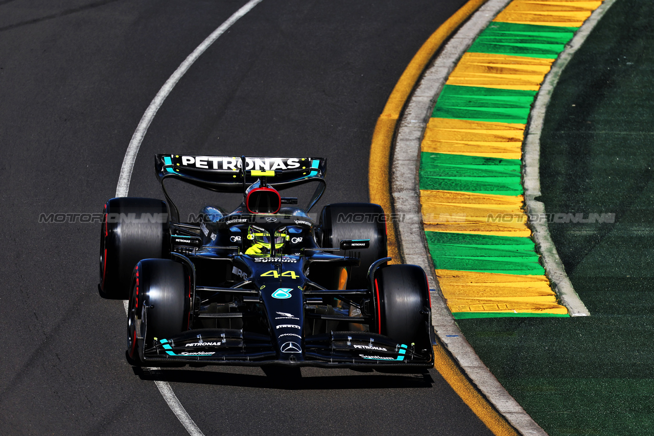 GP AUSTRALIA, Lewis Hamilton (GBR) Mercedes AMG F1 W14.

31.03.2023. Formula 1 World Championship, Rd 3, Australian Grand Prix, Albert Park, Melbourne, Australia, Practice Day.

- www.xpbimages.com, EMail: requests@xpbimages.com ¬© Copyright: Moy / XPB Images