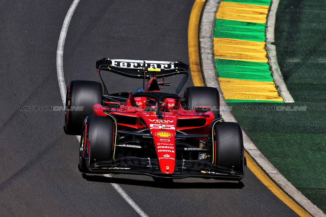 GP AUSTRALIA, Carlos Sainz Jr (ESP) Ferrari SF-23.

31.03.2023. Formula 1 World Championship, Rd 3, Australian Grand Prix, Albert Park, Melbourne, Australia, Practice Day.

- www.xpbimages.com, EMail: requests@xpbimages.com ¬© Copyright: Moy / XPB Images