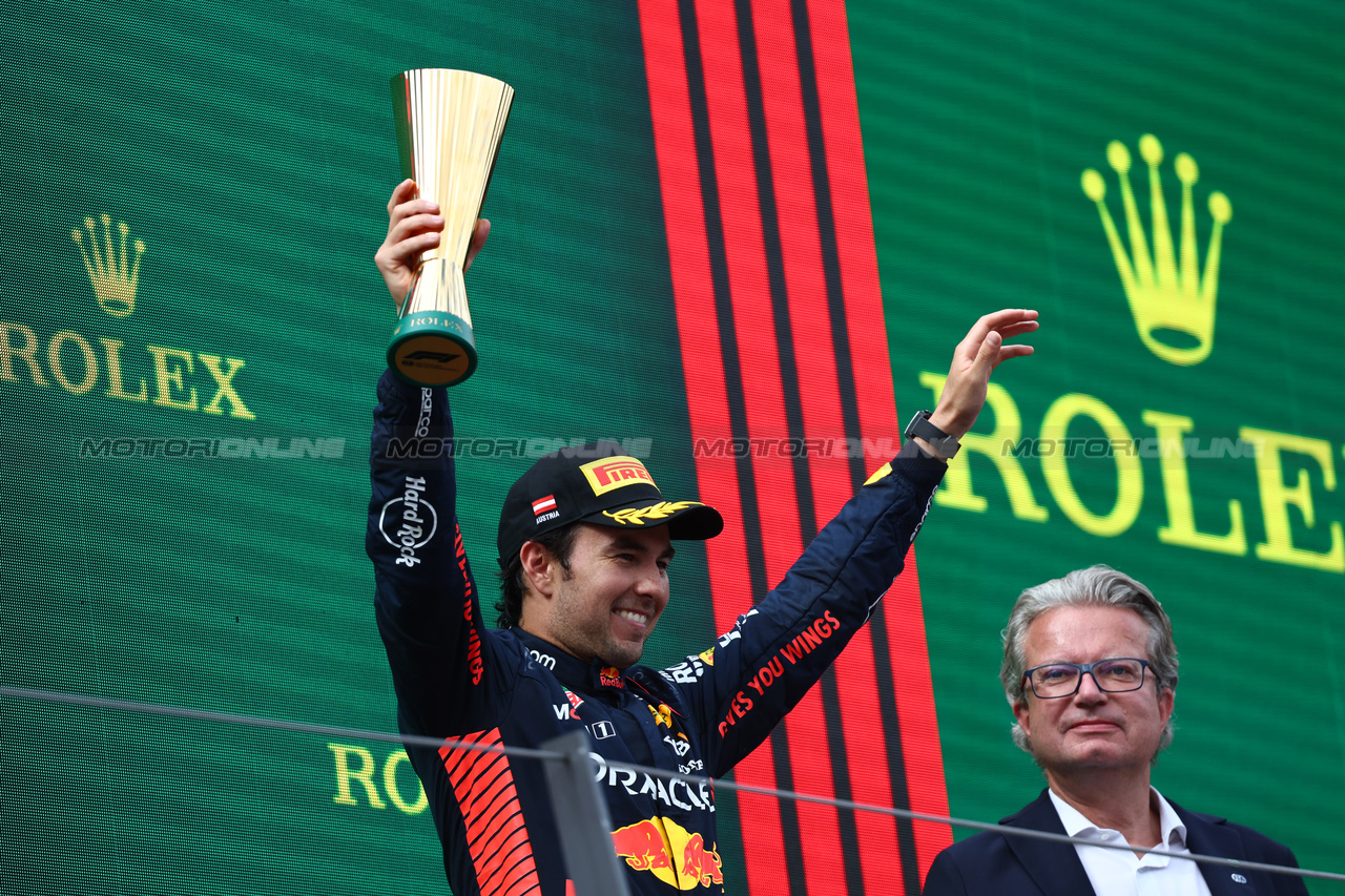 GP AUSTRIA, 3rd place Sergio Perez (MEX) Red Bull Racing RB19.
02.07.2023. Formula 1 World Championship, Rd 10, Austrian Grand Prix, Spielberg, Austria, Gara Day.
- www.xpbimages.com, EMail: requests@xpbimages.com © Copyright: Batchelor / XPB Images