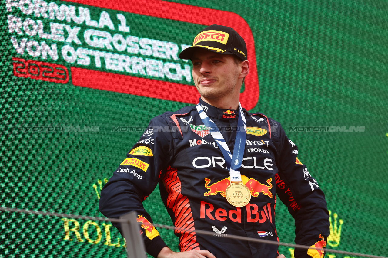 GP AUSTRIA, 1st place Max Verstappen (NLD) Red Bull Racing RB19.
02.07.2023. Formula 1 World Championship, Rd 10, Austrian Grand Prix, Spielberg, Austria, Gara Day.
- www.xpbimages.com, EMail: requests@xpbimages.com © Copyright: Batchelor / XPB Images
