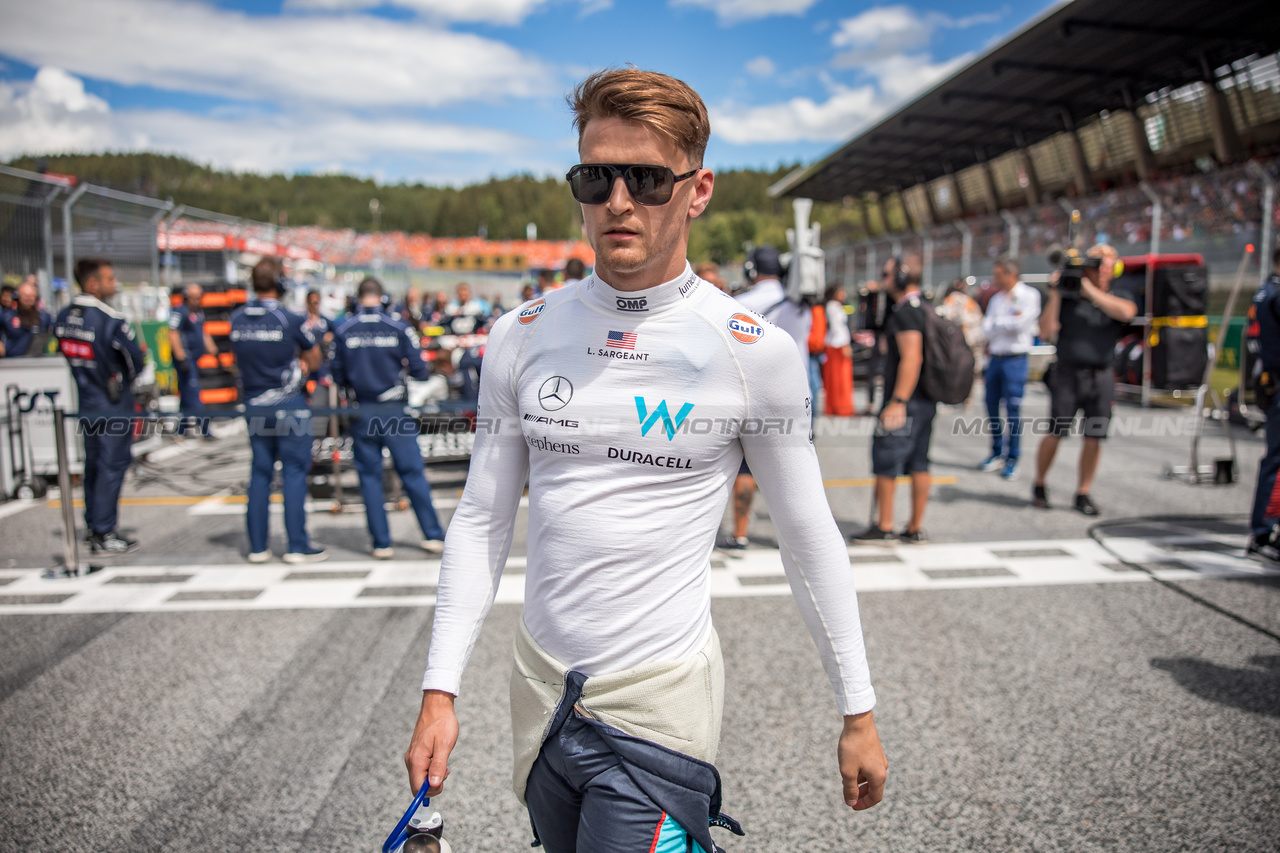 GP AUSTRIA, Logan Sargeant (USA) Williams Racing on the grid.

02.07.2023. Formula 1 World Championship, Rd 10, Austrian Grand Prix, Spielberg, Austria, Gara Day.

- www.xpbimages.com, EMail: requests@xpbimages.com © Copyright: Bearne / XPB Images