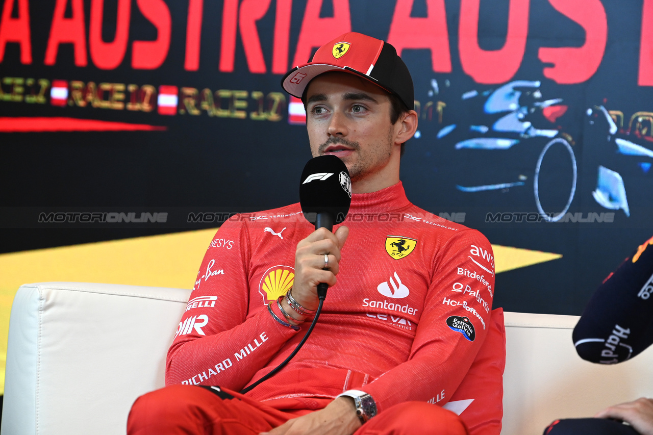 GP AUSTRIA, Charles Leclerc (MON) Ferrari in the post race FIA Press Conference.

02.07.2023. Formula 1 World Championship, Rd 10, Austrian Grand Prix, Spielberg, Austria, Gara Day.

- www.xpbimages.com, EMail: requests@xpbimages.com © Copyright: XPB Images