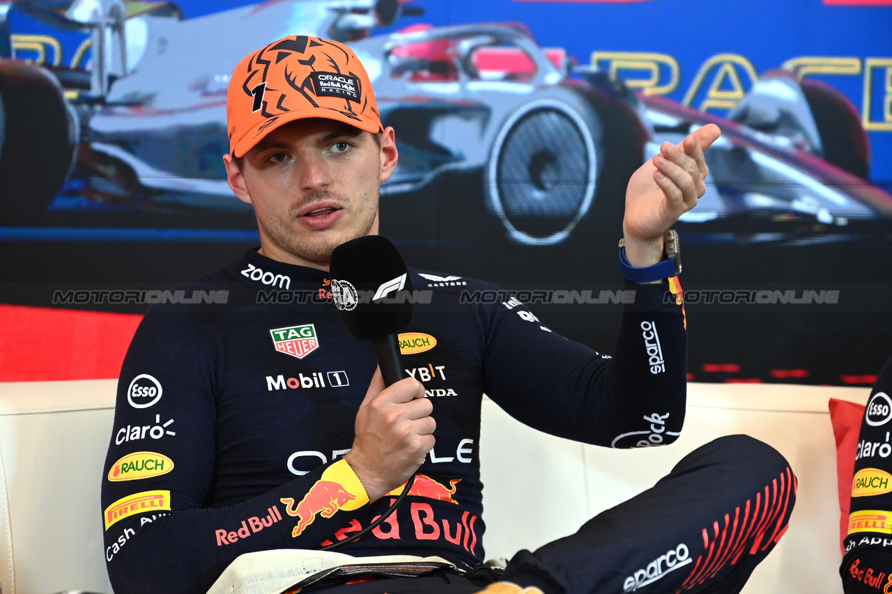GP AUSTRIA, Max Verstappen (NLD) Red Bull Racing in the post race FIA Press Conference.

02.07.2023. Formula 1 World Championship, Rd 10, Austrian Grand Prix, Spielberg, Austria, Gara Day.

- www.xpbimages.com, EMail: requests@xpbimages.com © Copyright: XPB Images