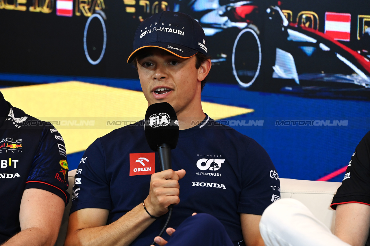 GP AUSTRIA, Nyck de Vries (NLD) AlphaTauri in the FIA Press Conference.

29.06.2023. Formula 1 World Championship, Rd 10, Austrian Grand Prix, Spielberg, Austria, Preparation Day.

- www.xpbimages.com, EMail: requests@xpbimages.com © Copyright: XPB Images