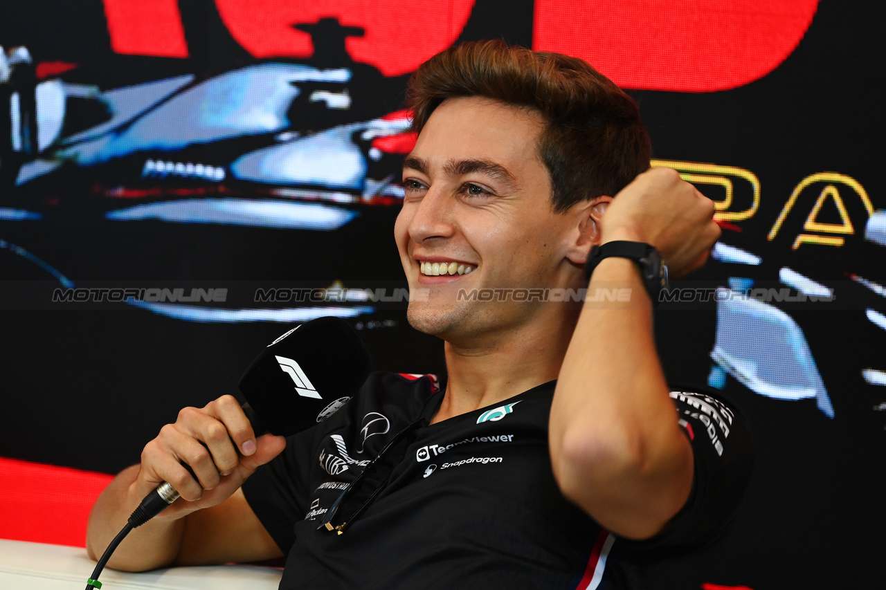 GP AUSTRIA, George Russell (GBR) Mercedes AMG F1 in the FIA Press Conference.

29.06.2023. Formula 1 World Championship, Rd 10, Austrian Grand Prix, Spielberg, Austria, Preparation Day.

- www.xpbimages.com, EMail: requests@xpbimages.com © Copyright: XPB Images
